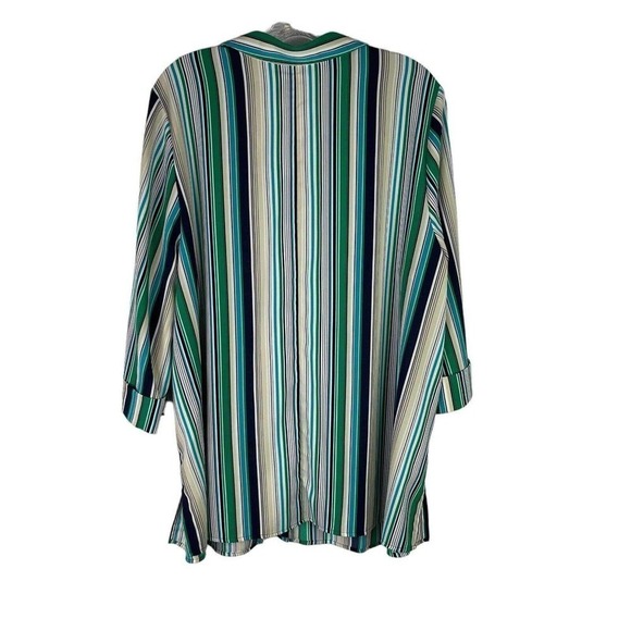 Catherines Top Button Up Shirt Womens Plus Size 1X Striped Blouse 3/4 Sleeve - Picture 3 of 10